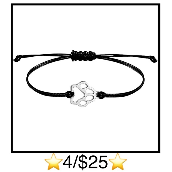 Stainless Steel Paw Print Adjustable Bracelet, Silver Tone &
Black - Picture 1 of 16